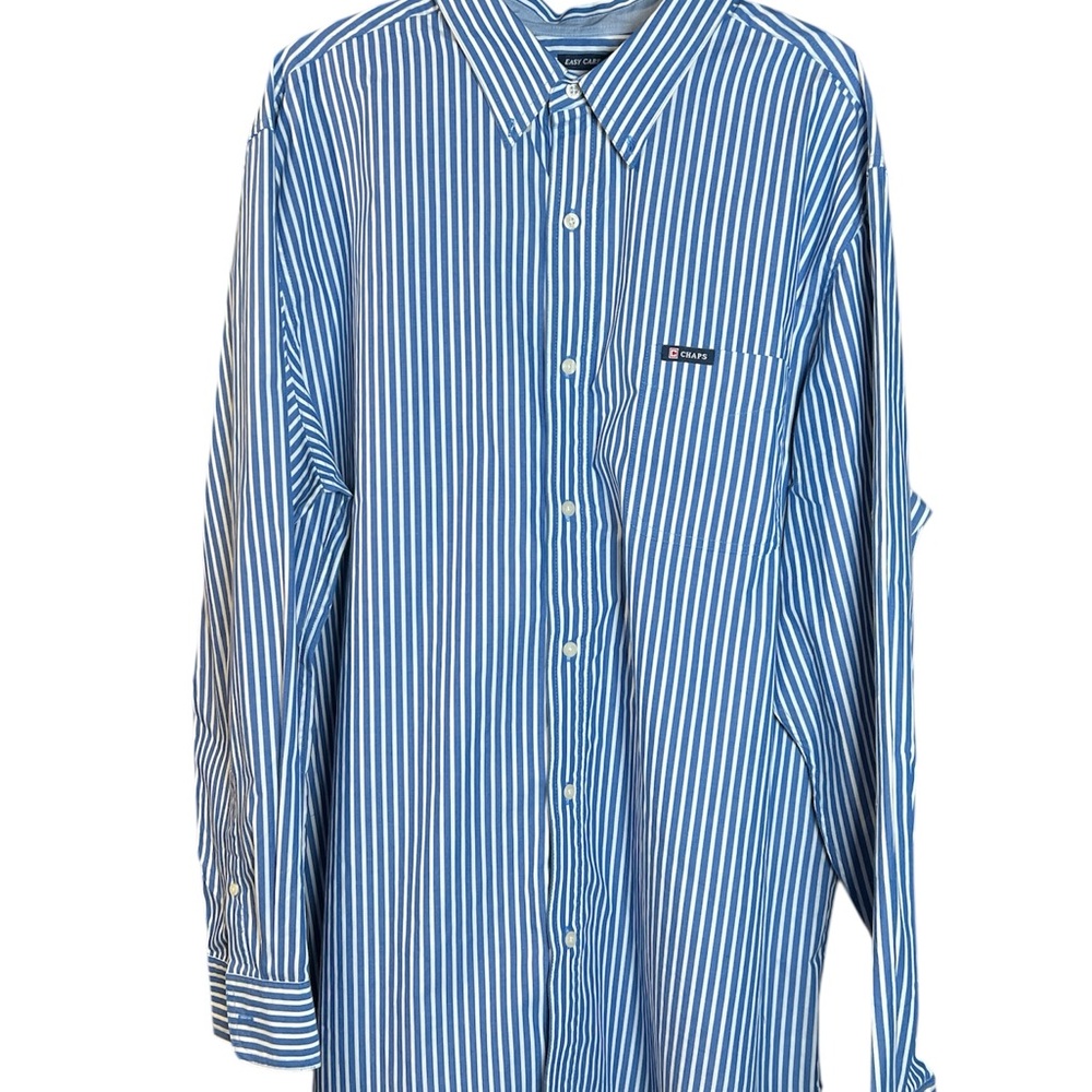 Chaps Blue and White Striped Button-Down long sleeve Shirt XXL